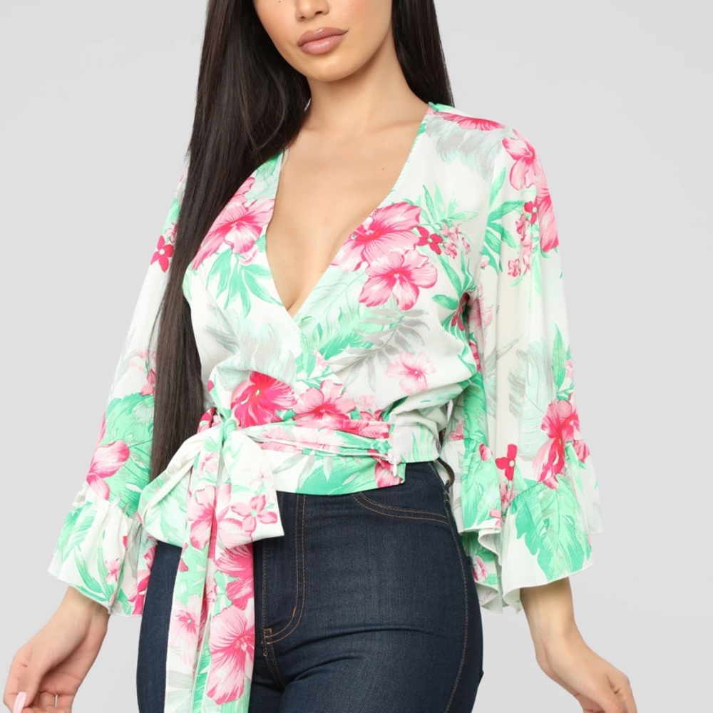 Floral Faux Wrap Top